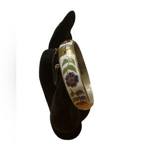 Floral Enameled Brass Bracelet